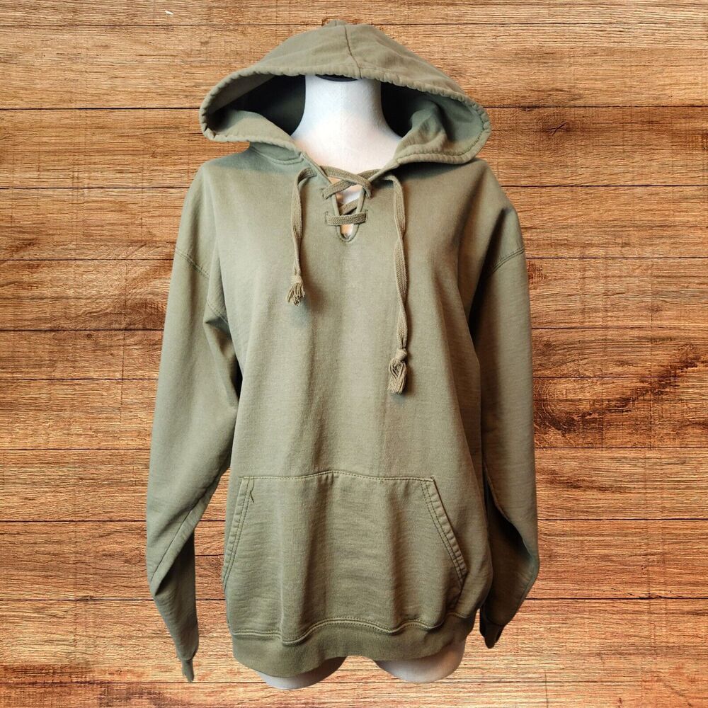 VTG Cotton Exchange Large Army Green Heavy Duty Hoodie